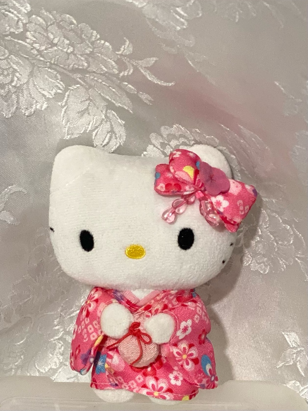 Hello Kitty Plush Doll Pink Floral Kimono Sakura Sanrio Stuffed Toy 4.5”